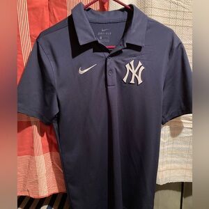New York Yankees Polo Golf Shirt Di-Fit Men’s Medium Nike M Blue White Baseball